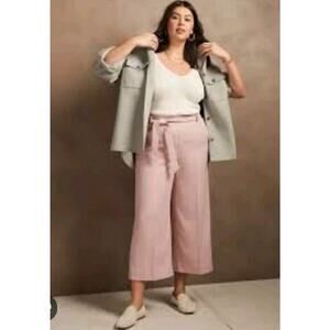 Banana Republic Rowan Wide Leg Pants Size 20 Pink Blush Tie Waist Cropped Pants